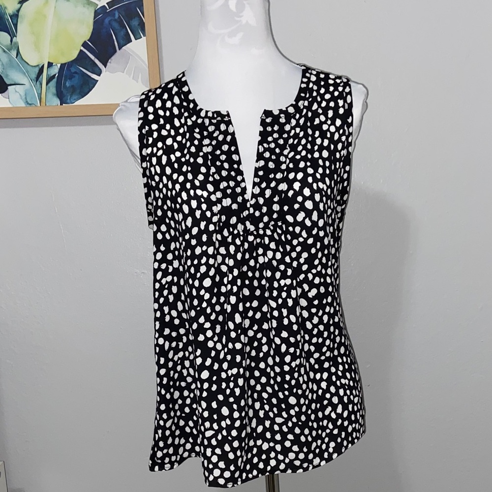 LOFT mixed media sleeveless blouse